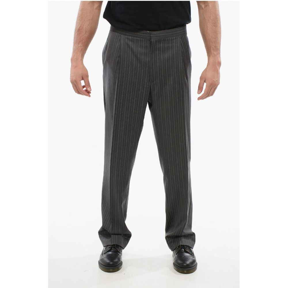 Cool Wool Pants with Striped Motif