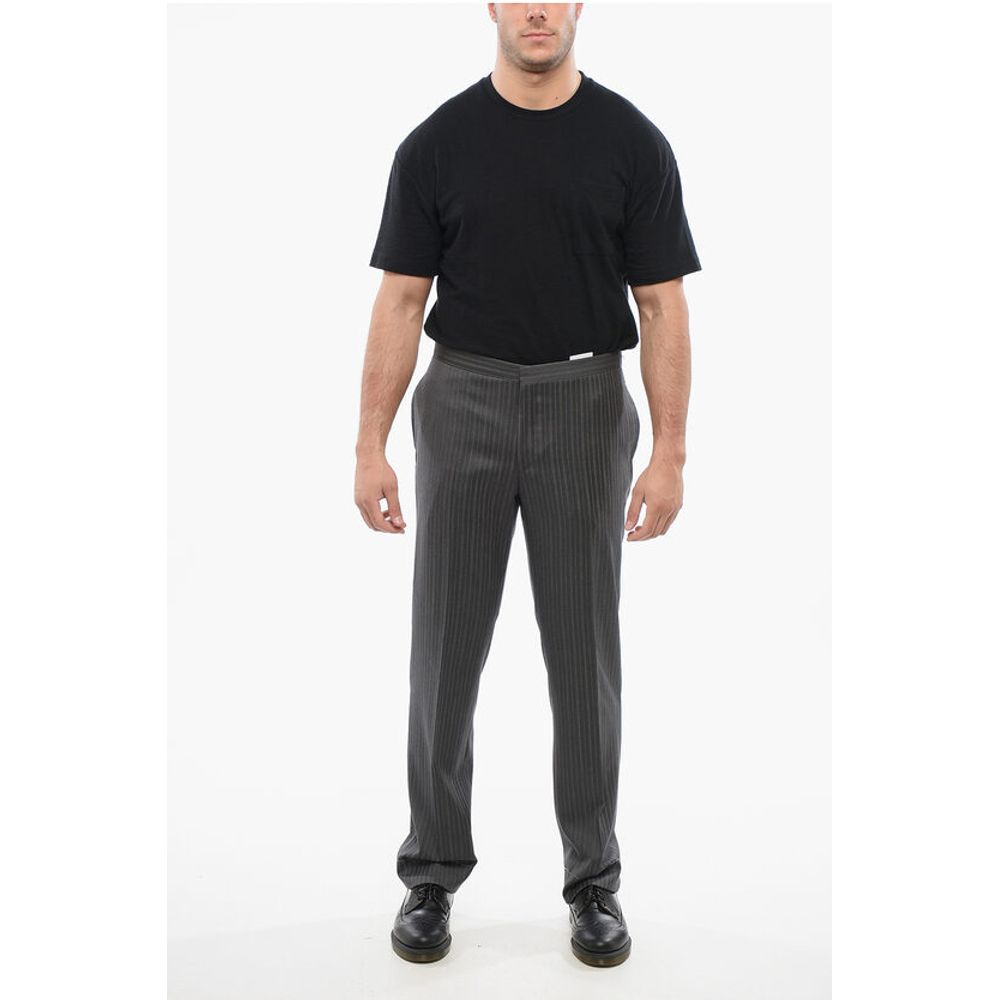 Cool Wool Pants with Striped Motif