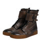 Brown Horse Leather Mid Calf Boots Shoes