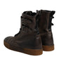 Brown Horse Leather Mid Calf Boots Shoes