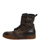 Brown Horse Leather Mid Calf Boots Shoes