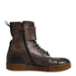 Brown Horse Leather Mid Calf Boots Shoes