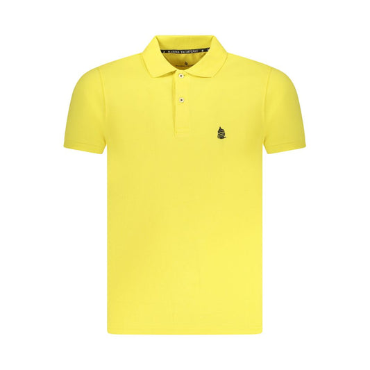 Yellow Cotton Men Polo Shirt