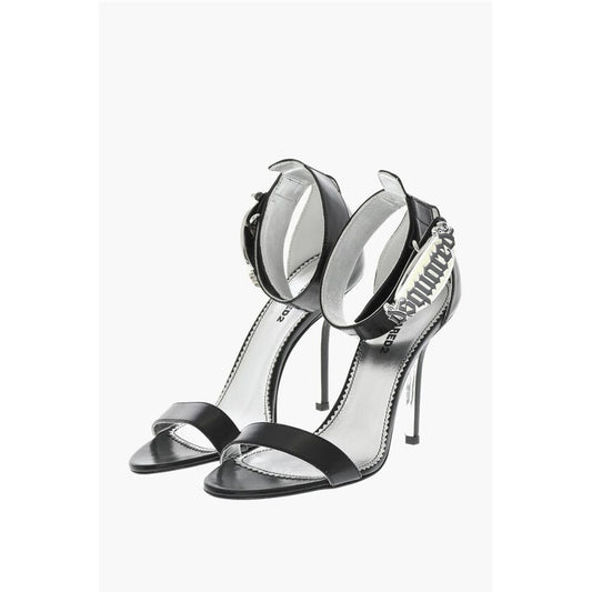 Leather GOTHIC Sandal With Metal Logo 11 cm