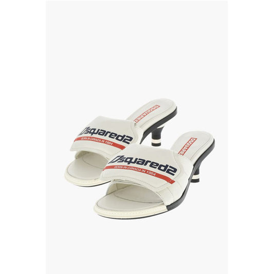 Leather SOCCER Mules With logo Print Heel 5 cm