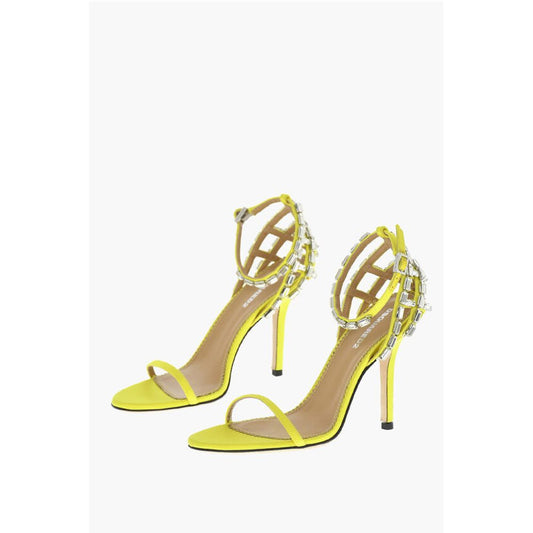 Satin CAGE Sandals Decorated With Rhinestones