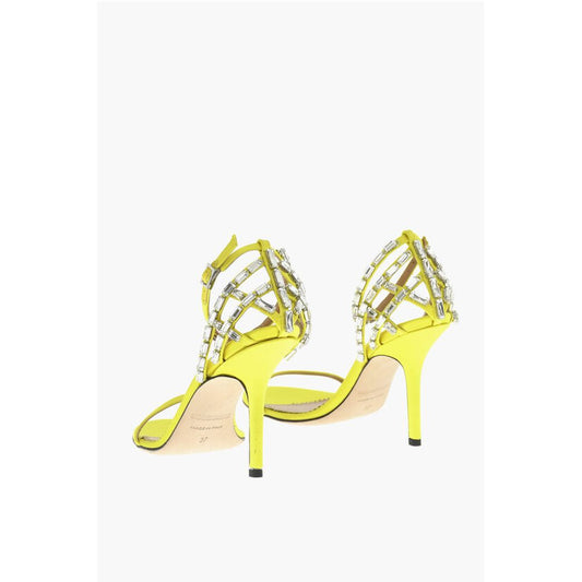 Satin CAGE Sandals Decorated With Rhinestones