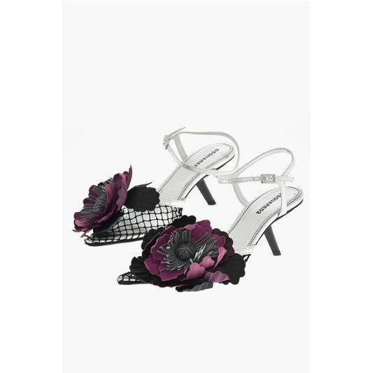 Leather GOTHIC FLOWER Sandals With Mesh