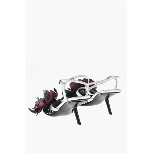 Leather GOTHIC FLOWER Sandals With Mesh