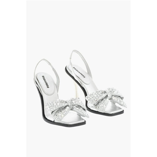 Leather HOLIDAY PARTY Sandals With Maxi Rhinestoned Statemen