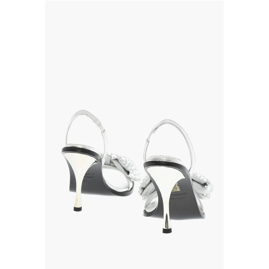 Leather HOLIDAY PARTY Sandals With Maxi Rhinestoned Statemen