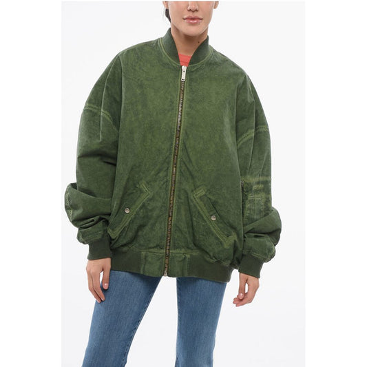 Multipocketed Cotton Bomber Jacket with Front Zip