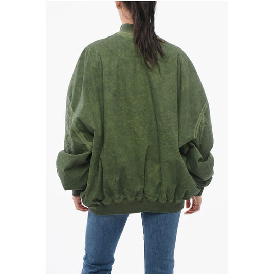 Multipocketed Cotton Bomber Jacket with Front Zip