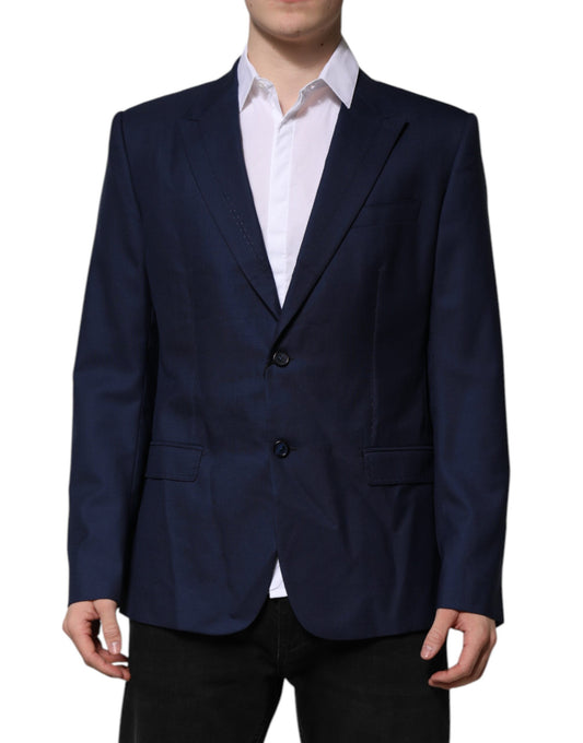 Blue Wool Single Breasted Suit Coat Blazer
