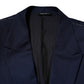Blue Wool Single Breasted Suit Coat Blazer