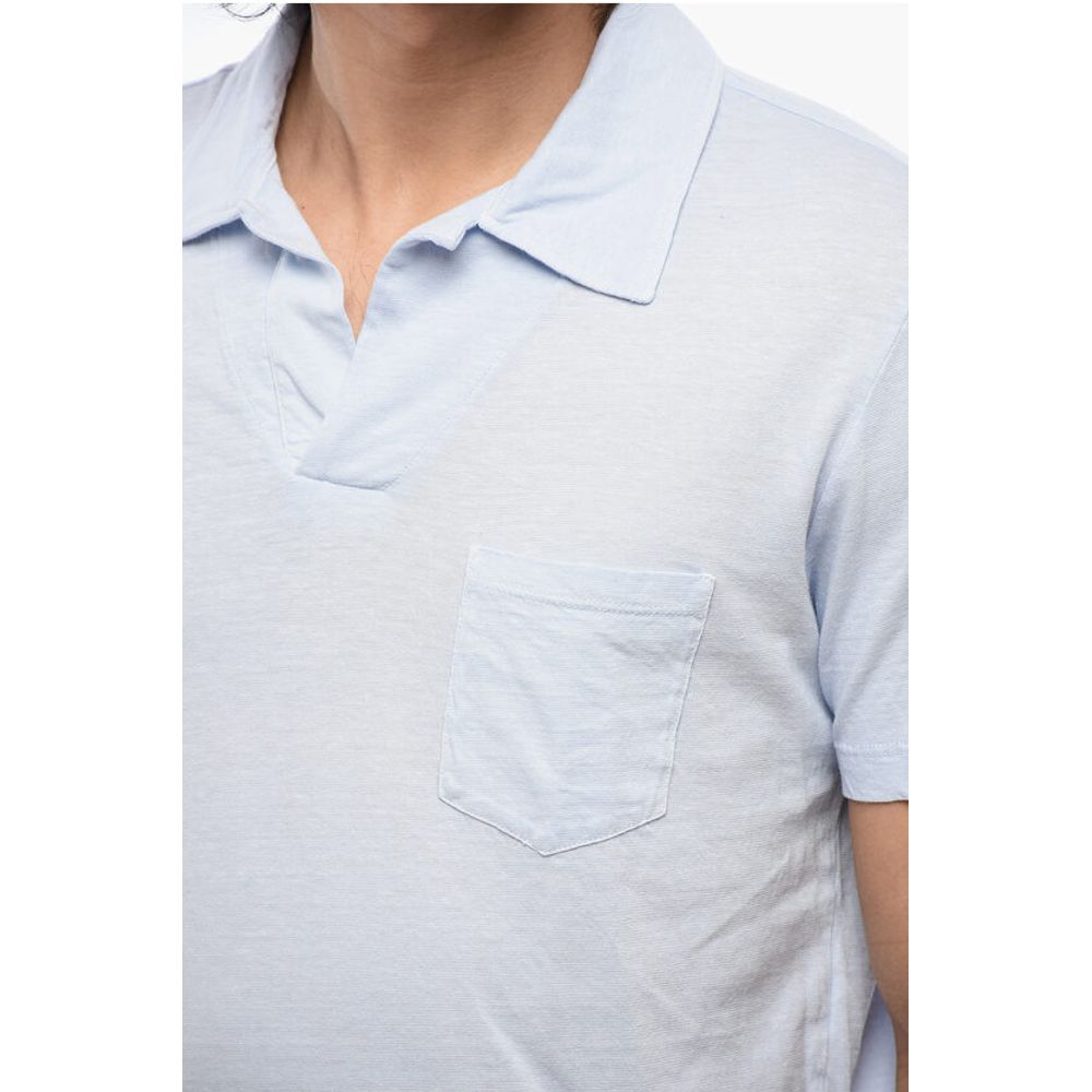 Linen Blend Polo With Breast Pocket