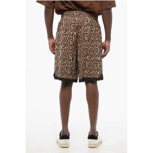 EMPORIO Animal Patterned Fabric Reversible Shorts