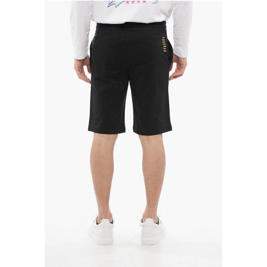 EA7 Cotton Shorts with Lamè Printed Logo