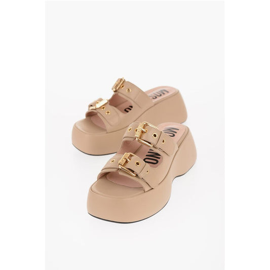 COUTURE! Leather DOLLY75 Sandals with Golden-Effect Double B