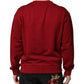 Red Embossed Logo Cotton Crew Neck Sweater