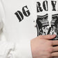 White Cotton DG ROYAL Print Hooded Sweater