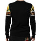 Black Silk Floral Crew Neck Pullover Sweater