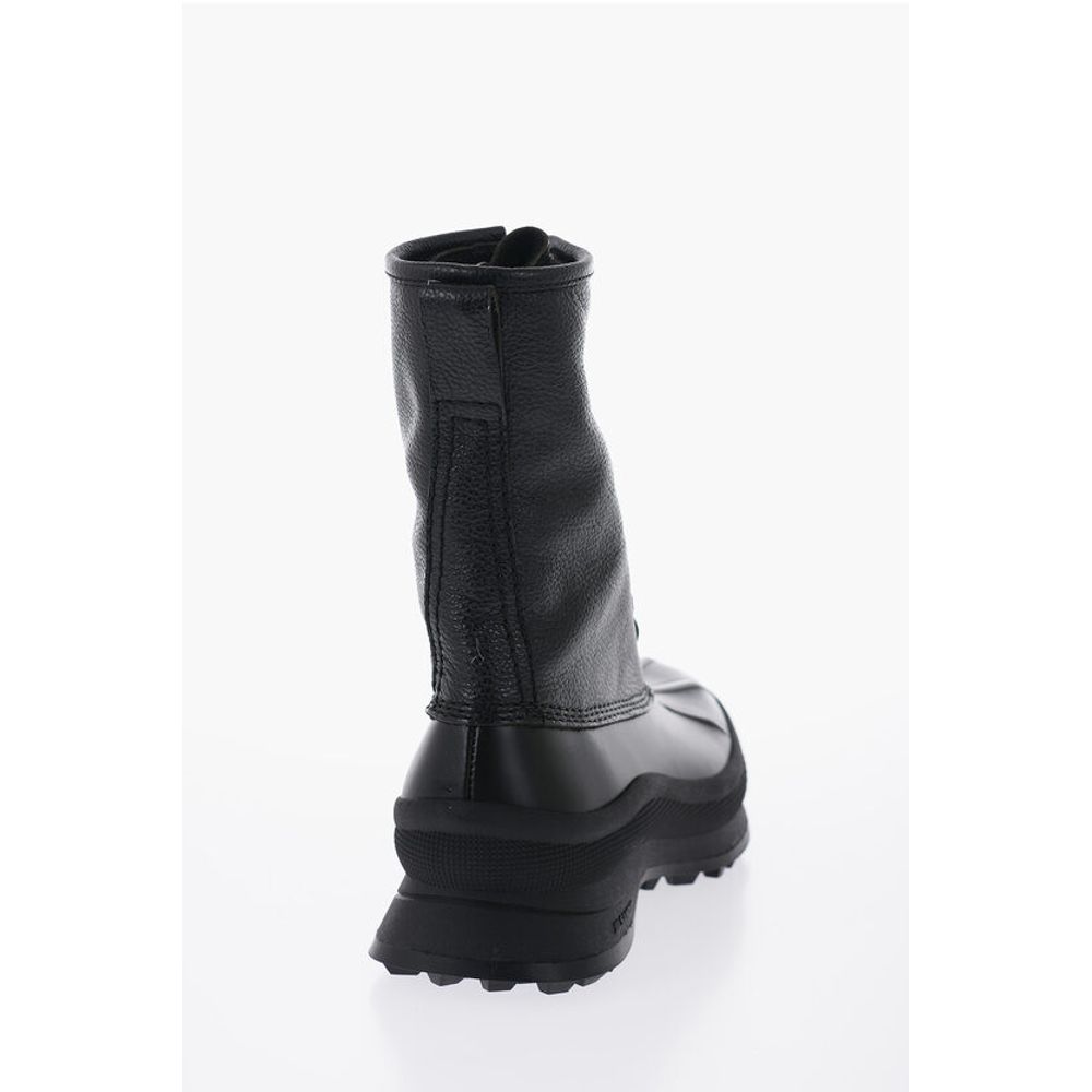Leather Combat Boots With Vibram Sole