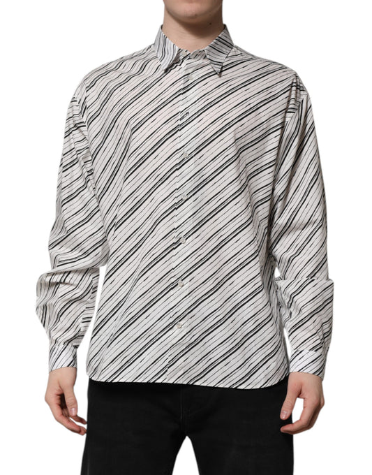 White Striped Long Sleeves Men Formal Shirt