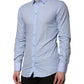 Blue Cotton GOLD Long Sleeves Men Dress Shirt