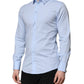 Sky Blue Cotton GOLD Long Sleeves Dress Shirt