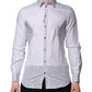 White Striped GOLD Long Sleeves Dress Shirt