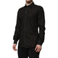 Black Cotton Jacquard GOLD Collar Dress Shirt