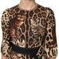Brown Leopard Print Belted A-line Midi Dress