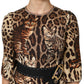 Brown Leopard Print Belted A-line Midi Dress