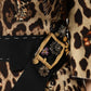 Brown Leopard Print Belted A-line Midi Dress