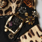 Brown Leopard Print Belted A-line Midi Dress