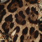 Brown Leopard Print Belted A-line Midi Dress