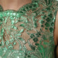 Green Cotton Floral Lace Sheath Midi Dress