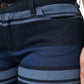 Blue Striped Cotton Stretch Denim Jeans