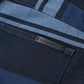 Blue Striped Cotton Stretch Denim Jeans