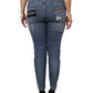 Blue Tattered Cotton Low Waist Denim Jeans