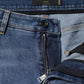 Blue Tattered Cotton Low Waist Denim Jeans