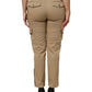 Brown Cotton Cargo Tapered Pants