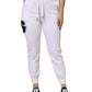 White Cotton Stretch Jogger Sweatpants Pants