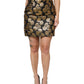 Black Gold Floral Print Jacquard Mini Skirt
