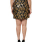 Black Gold Floral Print Jacquard Mini Skirt
