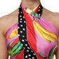 Multicolor Halter Party Evening Cropped Top