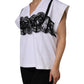 White Lace Cotton V-Neck Short Sleeves Top