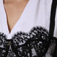 White Lace Cotton V-Neck Short Sleeves Top