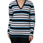 Multicolor Stripes Long Sleeves V-neck Top